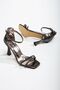 Women's Thin Heeled Closed Back Summer Stone Embroidered Shoes Platinum