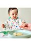 Green-White Fruit Patterned Baby Bib - 2 Pieces, Front Pocket - 3