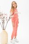Hooded Long Sleeve Powder Color Girl's Tracksuit Set
