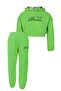 Girl's Green Crop Sweatshirt Trousers Set