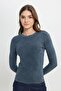Slim Fit Slim Fit Crew Neck Dark Blue T-Shirt - 2