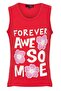 Printed Slit Girl's Zero Sleeve T-shirt