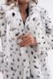 White Leopard Patterned Women's Fur Coat - Long and Loose - 7