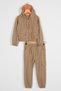 Hooded Long Sleeve Brown Color Girl's Tracksuit Set - 6