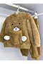 Winter Teddy Bear Patterned Welsoft Luxury Baby Set with Plush Pocket Hood - 4