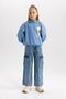 Girls Oversize Wide Fit Crew Neck Printed Sweatshirt A6514A823Au - 2