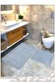 Cotton Woven Bath Mat Set, Bathroom Rug Set of 2 60X100 - 60X50 Gray