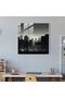 Gray Cityscape Dusk Glass Print - Grey, Glass Wall Art, Illustration, Modern Art - 2