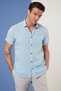 100% Cotton Linen Look Slim Fit Short Sleeve Shirt Men's Shirt Cf21s111766