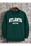 Atlanta Nefti Green Oversize Sweatshirt - Thick Winter, Raised Crew Neck