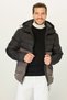 Men's Black-Anthracite Two-Color Hooded Water and Windproof Puffer Winter Coat - 4