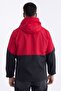 Men's Red - Black Two Color Lined Hooded Pocket Raincoat-Windbreaker - 7