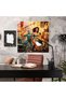Dynamic Retro Comic Glass Painting: Action-Packed Superhero Scene, Vintage Wall Decor - 4