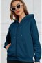 Women's Petrol Blue Zippered Hooded Cardigan