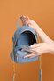 Merida Small Size Women's Blue Shoulder Bag with Strap, Zipper Compartment and Card Holder - 4