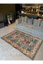 Alya Collection Orange Border Detailed Green Patterned Woven Base Modern Decorative Carpet Alya15 - 3