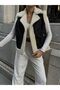 Black Furry Jeans-Denim Women's Vest - Bs 000002058