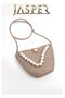 Jute Brown Custom Design Pearl Embellished Women's Shoulder Bag - 3