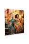 Dynamic Retro Comic Glass Painting: Action-Packed Superhero Scene, Vintage Wall Decor