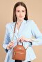Merida Small Size Women's Tan Shoulder Bag with Strap and Zipper Compartment and Card Holder - 5