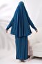Two Piece Pearl Stone Detailed Bottom Top Practical Prayer Dress 8017 Petrol - 2