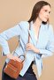 Merida Small Size Women's Tan Shoulder Bag with Strap and Zipper Compartment and Card Holder - 6