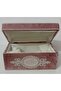 Wooden Velvet Lined Pearl and Guipure Decorated Chest Makeup Storage Gift Bundling Dowry Box - 4