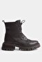 Brown Lace-Up Side Zipper Boots Women's Boots