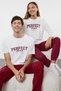 Ecru - Burgundy Regular Fit Knitted Couple/Couple 100% Cotton Pajama Set Tmnaw25Pt00047