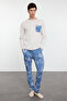 Erkek Gri - Mavi Regular Fit Couple/Çift Örme Pijama Takımı TMNAW25PT00050 - 2