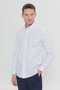 Men's White-Navy Slim Fit Slim Fit Classic Collar Cotton Dobby Shirt - 4