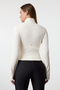 Ekru Fırçalı Soft Kumaş Baş Parmak Delikli Örme Spor Ceket/Sweatshirt THMAW25SK00001 - 5