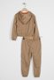 Hooded Long Sleeve Brown Color Girl's Tracksuit Set - 7