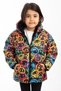 Girl's Smiling Emoji Fleece Lined Waterproof and Windproof Winter Inflatable Coat with Hood and Pockets