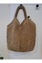 Gold Straw Colored Large Handle Beach Bag Hand Knitted