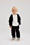 Boy's black velvet pants knit button-down cardigan top and bottom set - 2 piece