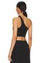 Women's Black Asymmetric Cut Jersey Crop Top - 2
