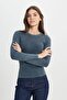 Slim Fit Slim Fit Crew Neck Dark Blue T-Shirt