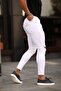 White Ripped Model Lycra Skinny Leg Trousers - 4