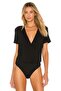 Women's Short Sleeve V-Neck Silk Jersey Bodysuit - 2