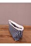 Blue Small Checkered Washable Zippered Single Eye Cloth Pen Holder - 2
