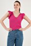 Ruffle Detailed Sleeves Slim Fit Crop Blouse BLUZ5865015 - 5
