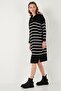 Striped Half-Zip Slit Knitwear Dress Dress 4615183 - 4