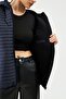 Women's Navy Blue Hooded Lined Water and Windproof Coat - 6