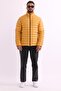 Men's Windproof Portable Warm Fiber-Filled Lightweight Inflatable Yellow Coat with Bag - 3