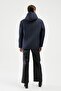 Women's Navy Blue Hooded Lined Water and Windproof Coat - 7