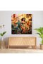 Dynamic Retro Comic Glass Painting: Action-Packed Superhero Scene, Vintage Wall Decor - 3