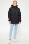Women's Black Fiber Hooded Windproof Puffer Winter Jacket - 2