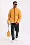 Men's Windproof Portable Warm Fiber-Filled Lightweight Inflatable Yellow Coat with Bag - 2