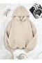 Beige Navy Blue Back Leopard Printed Hooded Unisex Sweatshirt Hodie - 3